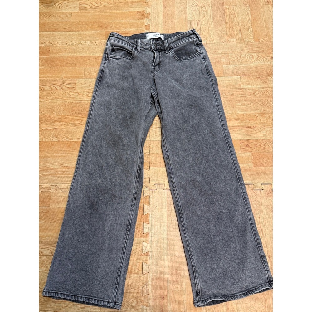 Hollister Low-Rise Baggy Jeans Washed Black Wide Leg Denim W25 Regular